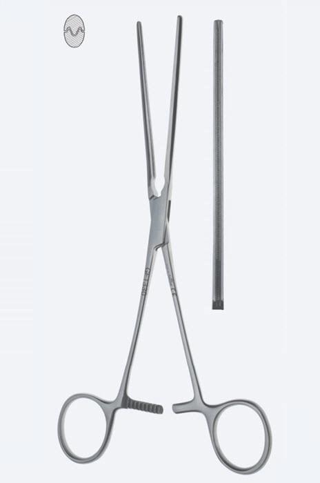 Зажими судинні Leland-Jones, атравматичні, зубці De Bakey, прямі, з кремальєрою, загальна довжина 195 мм. Бренд - Asanus Medizintechnik Gmb, Німеччина